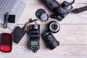 A top view of digital photography tools