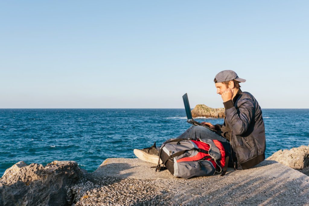 Person working on a laptop
