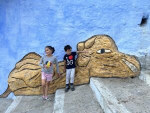 Two children in Chefchaouen, Morocco